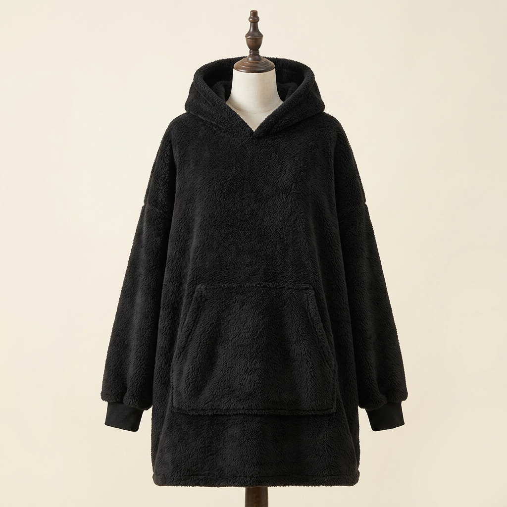 Sweat Plaid Nid Douillet coloris noir sur mannequin