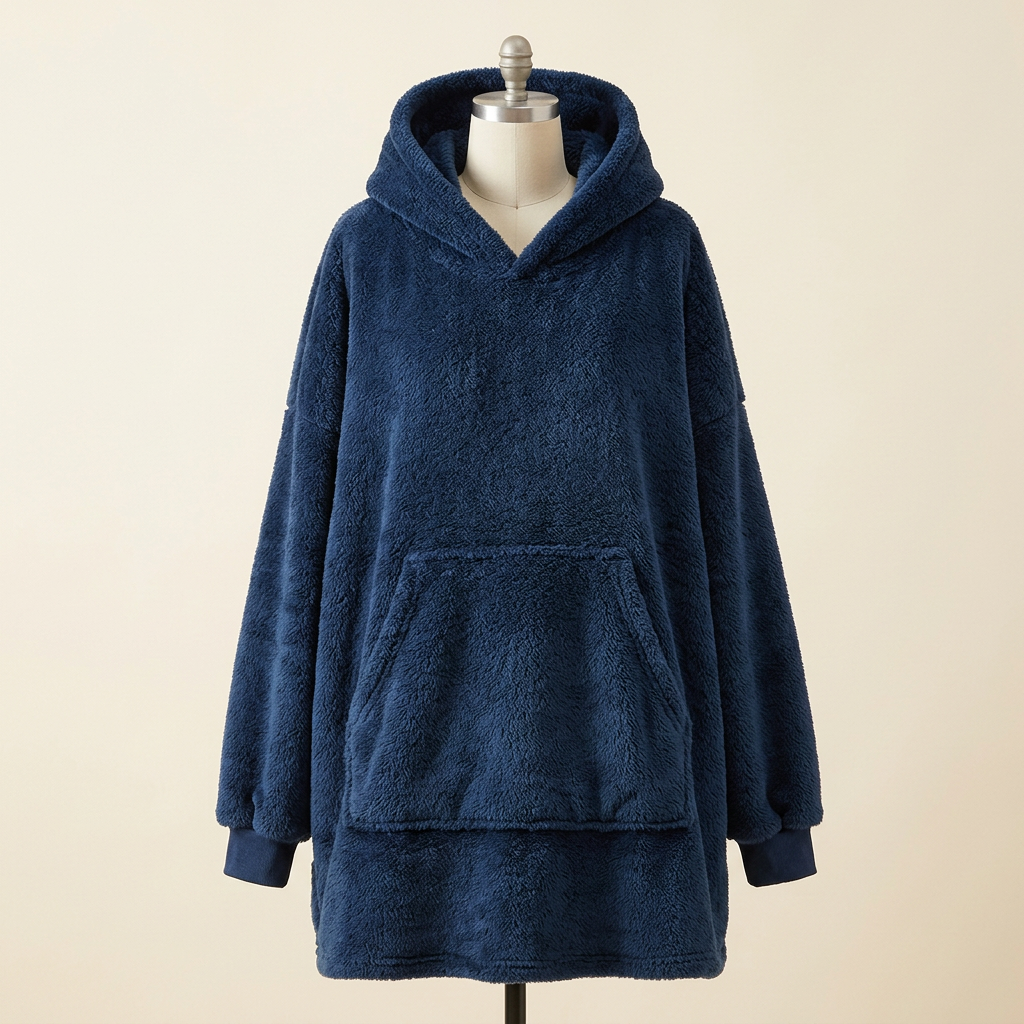 Sweat Plaid Nid Douillet coloris bleu marine sur mannequin
