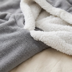 Cocon Polaire XXL – gros plan sur la polaire grise et la doublure sherpa blanche de la capuche