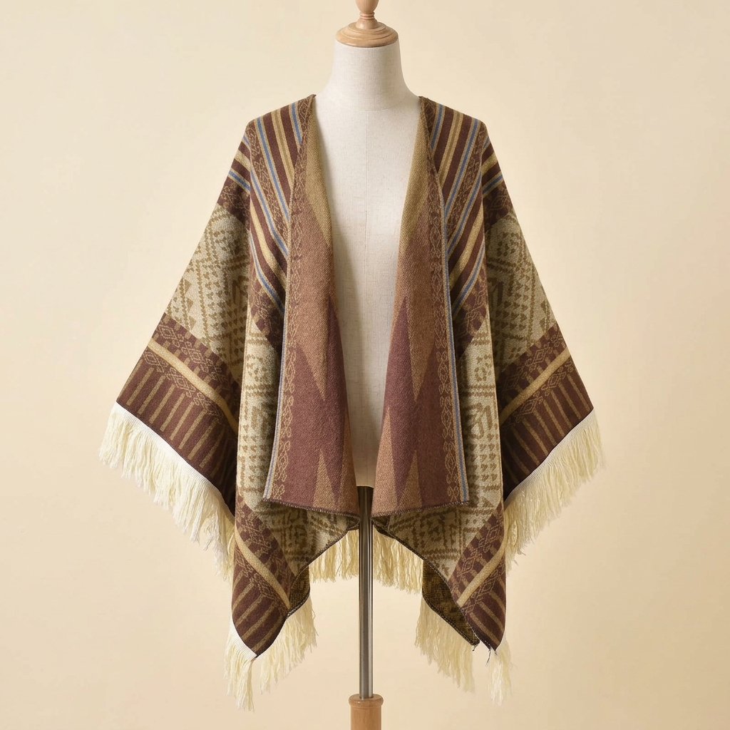 Poncho Éclat Nomade camel sur buste