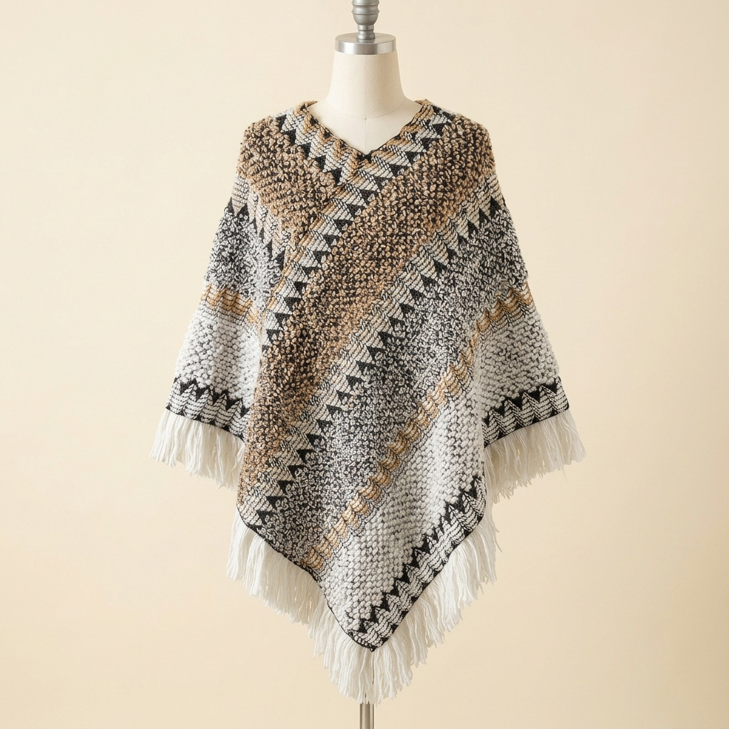 Châle Vagabonde – coloris Gris chiné, présenté sur mannequin couture