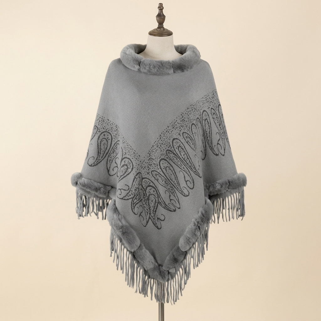 Cape Hiver Chic gris sur buste