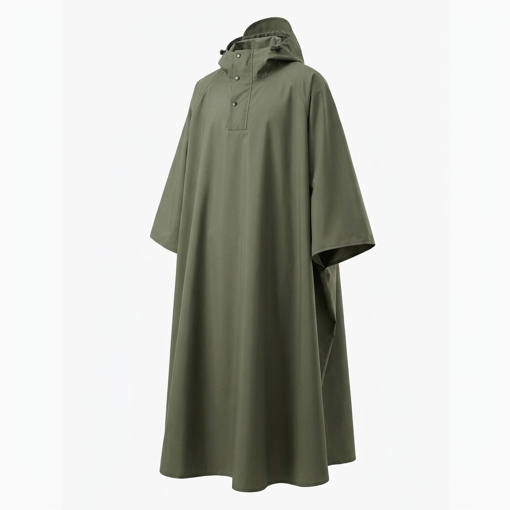 Poncho de Pluie Long Route Sèche, vue d'ensemble sur fond blanc