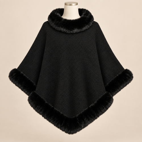 Cape Renarde Velours présentée sur mannequin, fond beige