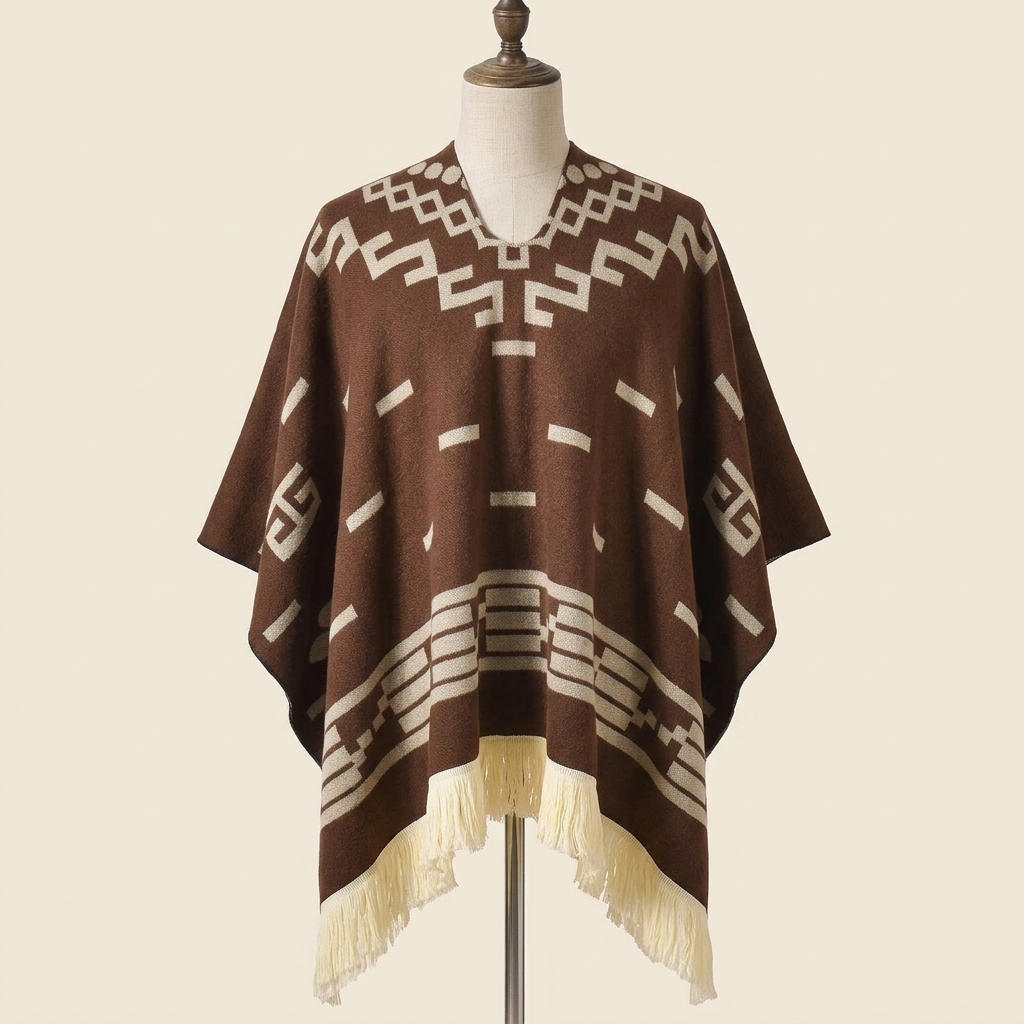 Poncho Homme Rancho – coloris Marron, présenté sur mannequin couture