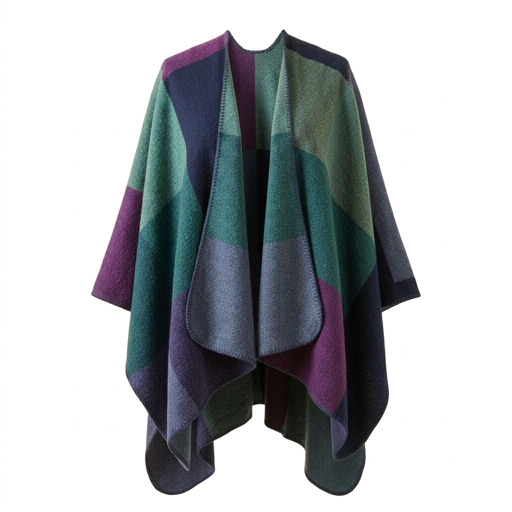 Poncho Mosaïque Hiver, vue d'ensemble sur fond blanc
