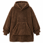 Sweat Plaid Nid Douillet café, sweat à capuche oversize en polaire double face, sur fond blanc
