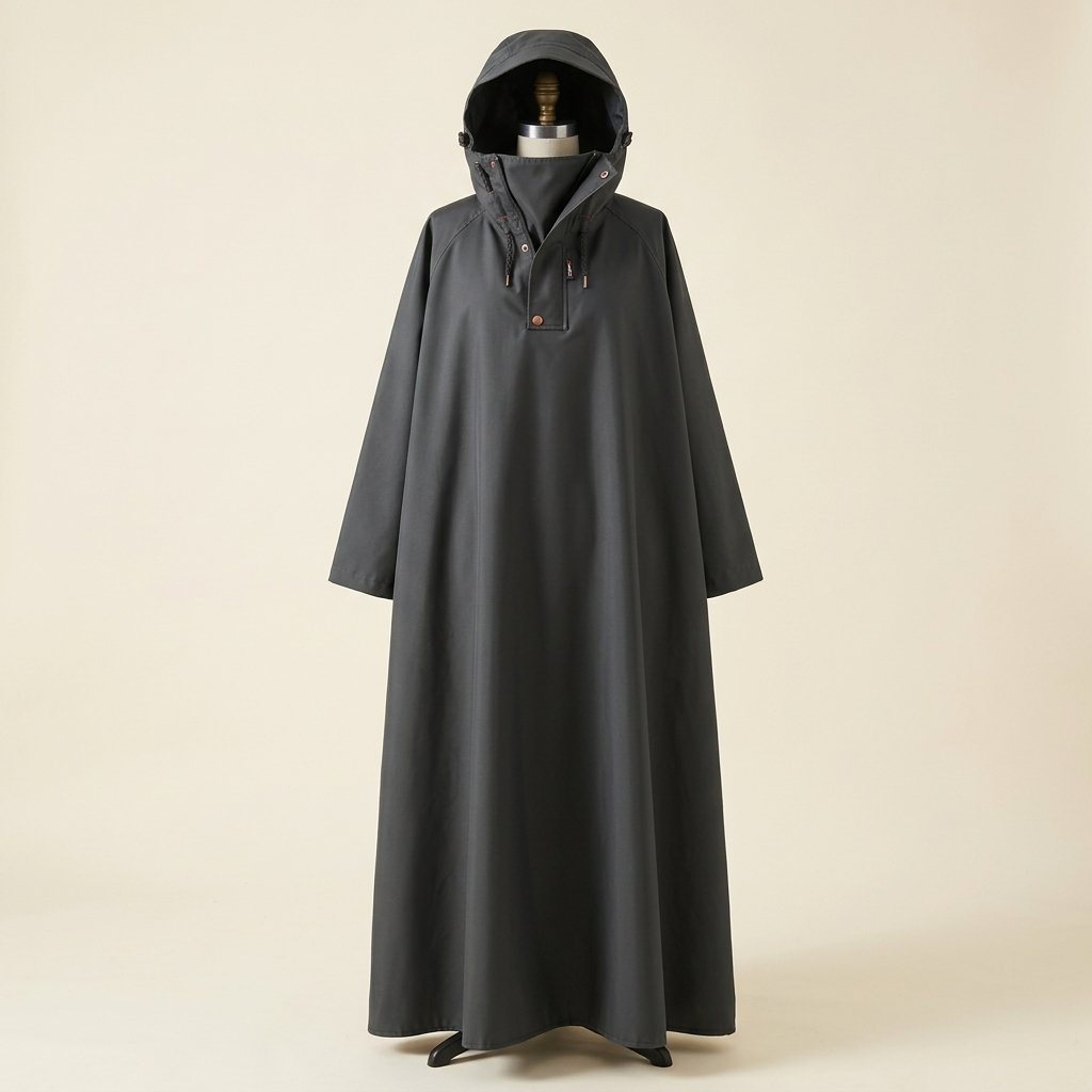Poncho de pluie long Route Sèche noir sur buste