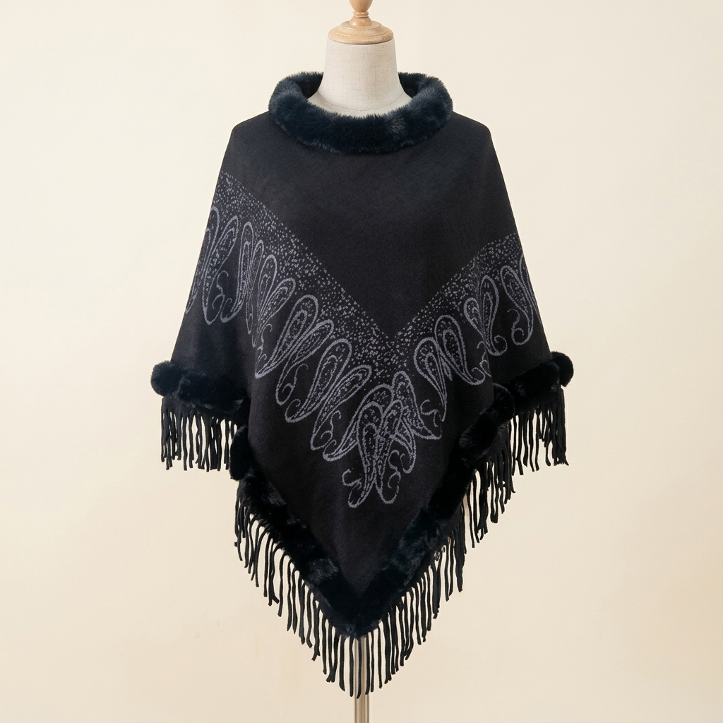 Cape Hiver Chic noir sur buste