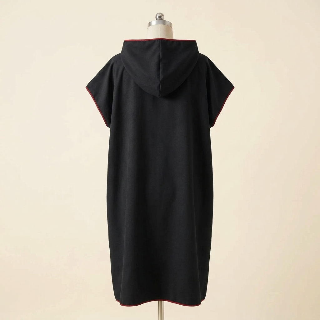 Peignoir Vague Express – coloris Noir, présenté sur mannequin couture
