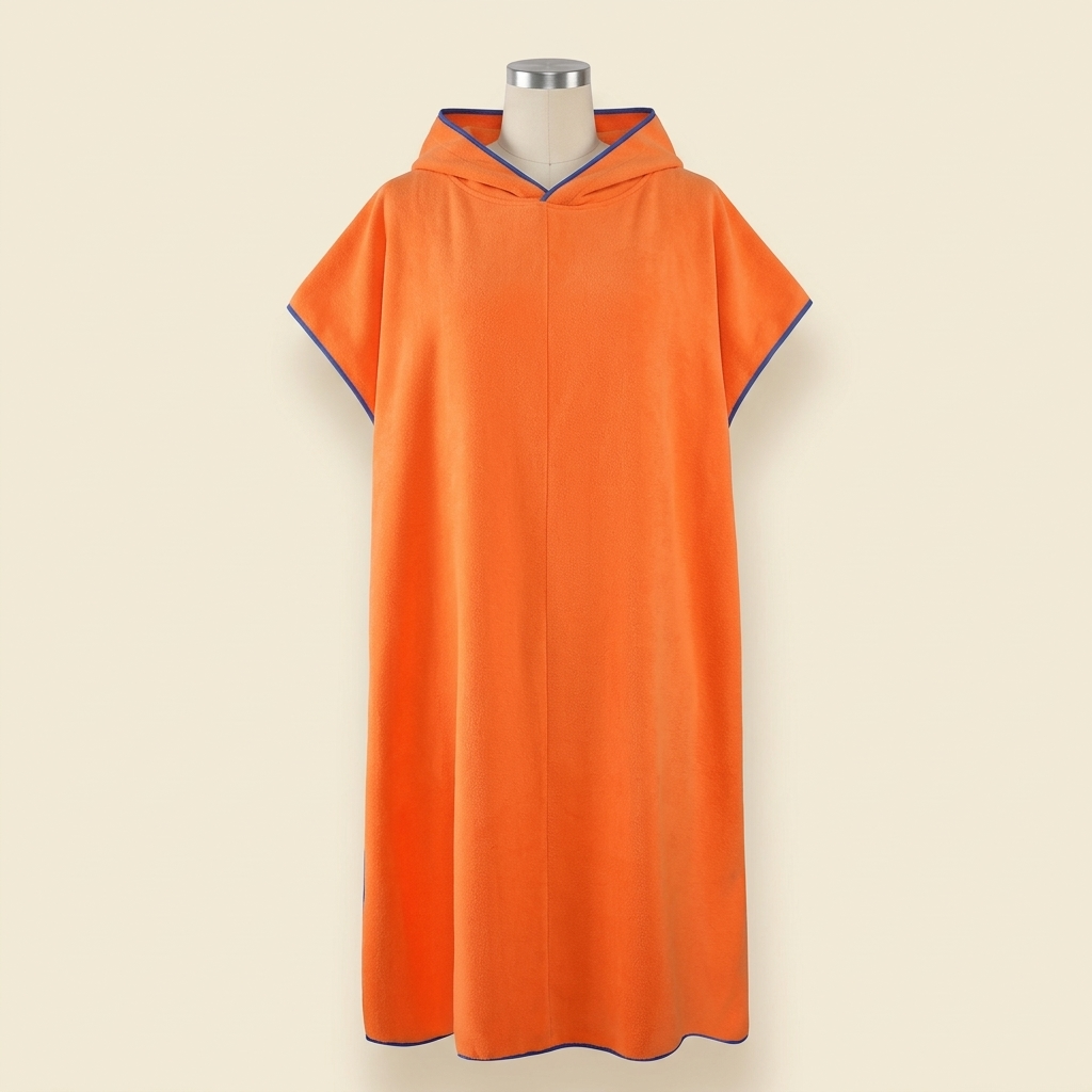 Peignoir Vague Express – coloris Orange, présenté sur mannequin couture