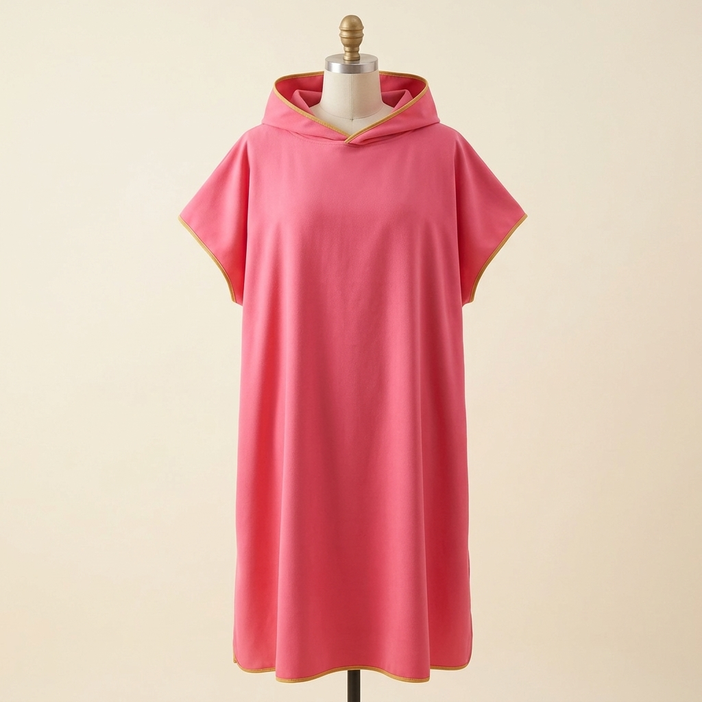 Peignoir Vague Express – coloris Rose, présenté sur mannequin couture