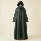 Poncho de pluie long Route Sèche vert foncé sur buste
